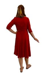 Vanite Couture Pleated Dress in Red