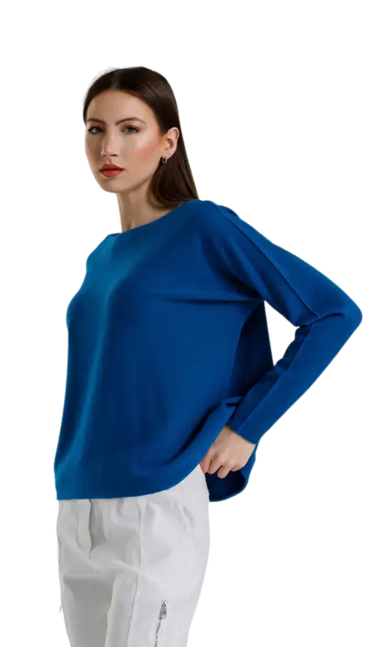 Tees by Tina Seriously Soft Jewel Neck Sweater in Teal