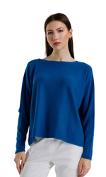 Tees by Tina Seriously Soft Jewel Neck Sweater in Teal