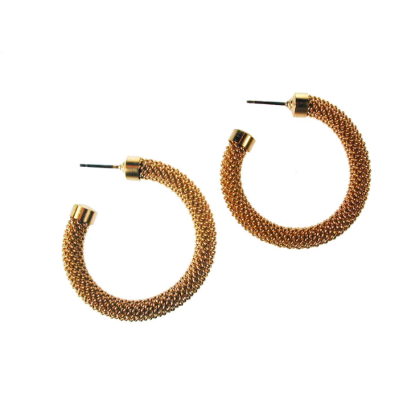 Erica Zap Large Mesh Hoop Earrings in Gold