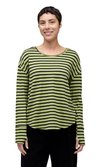 Cut Loose Stripe Thumbhole Fleece Top in Frog