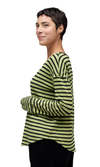 Cut Loose Stripe Thumbhole Fleece Top in Frog