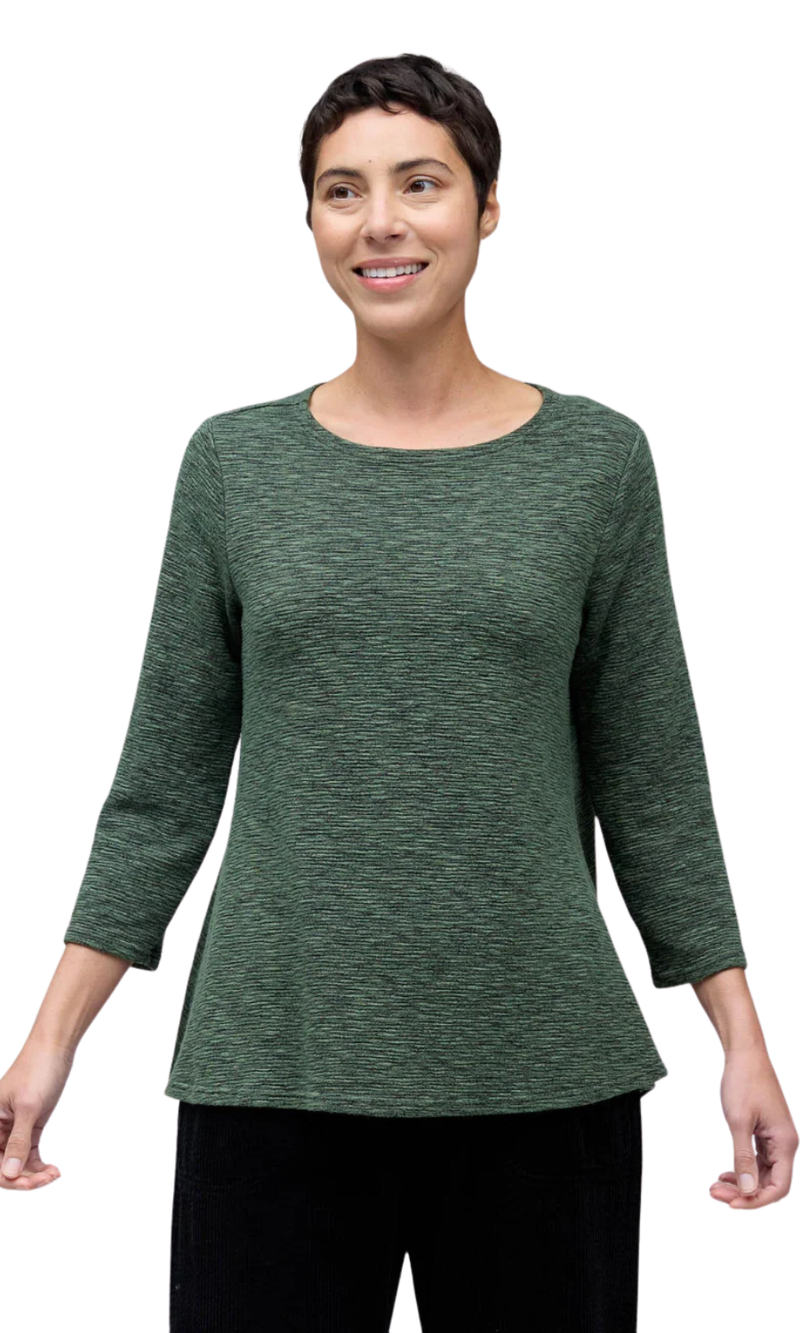 Cut Loose 3/4 Sleeve A Line Boatneck in Succulent