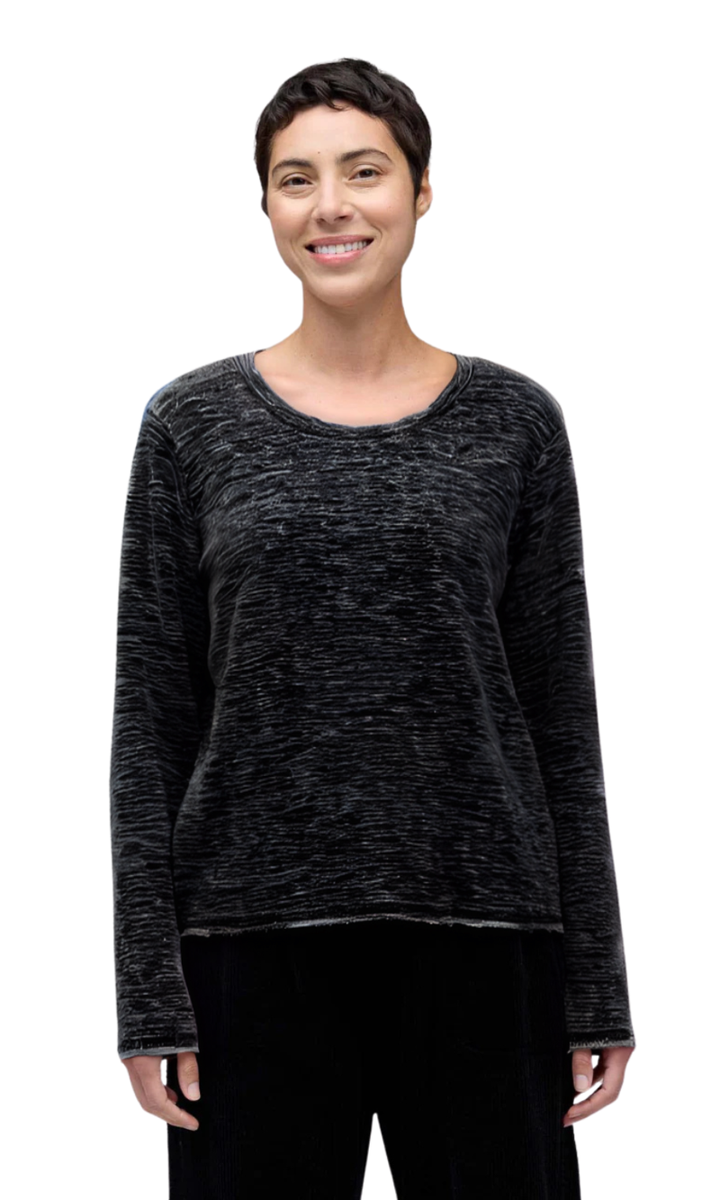 Cut Loose Crop Sweatshirt in Crimped Black