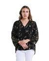 Garden Viola Silk Embroidered Blouse