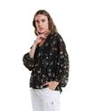 Garden Viola Silk Embroidered Blouse
