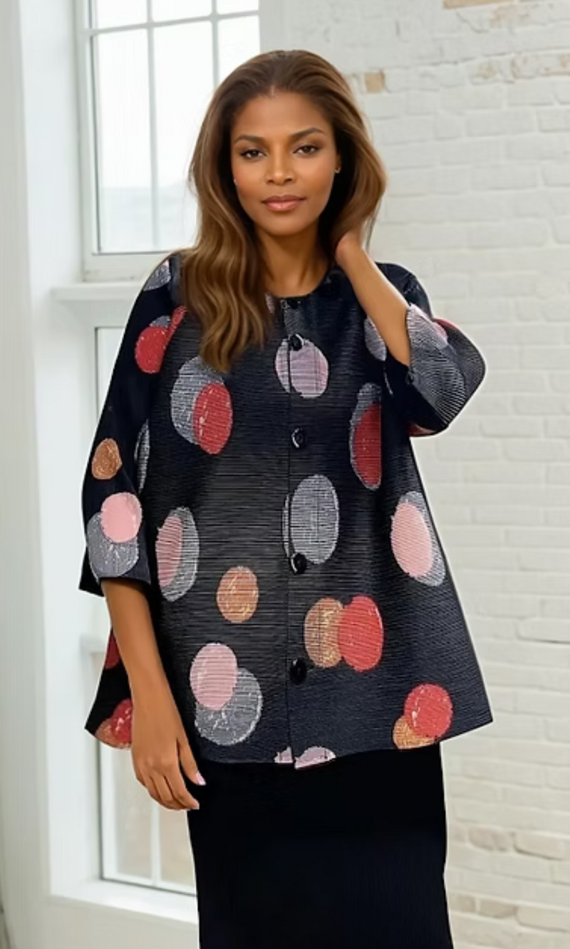 Vanite Couture Bubble Print Swing Jacket