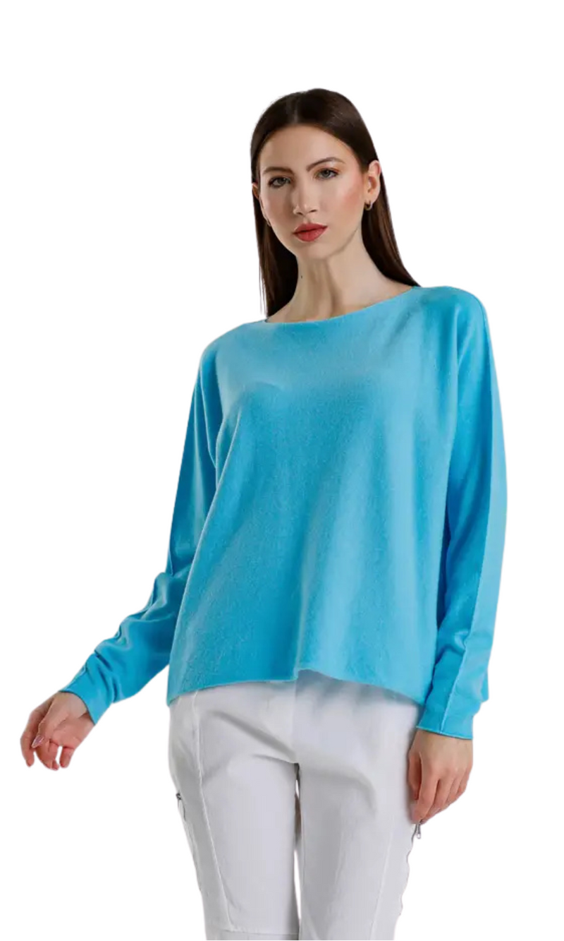 Tees by Tina Seriously Soft Jewel Neck Sweater in Turquoise