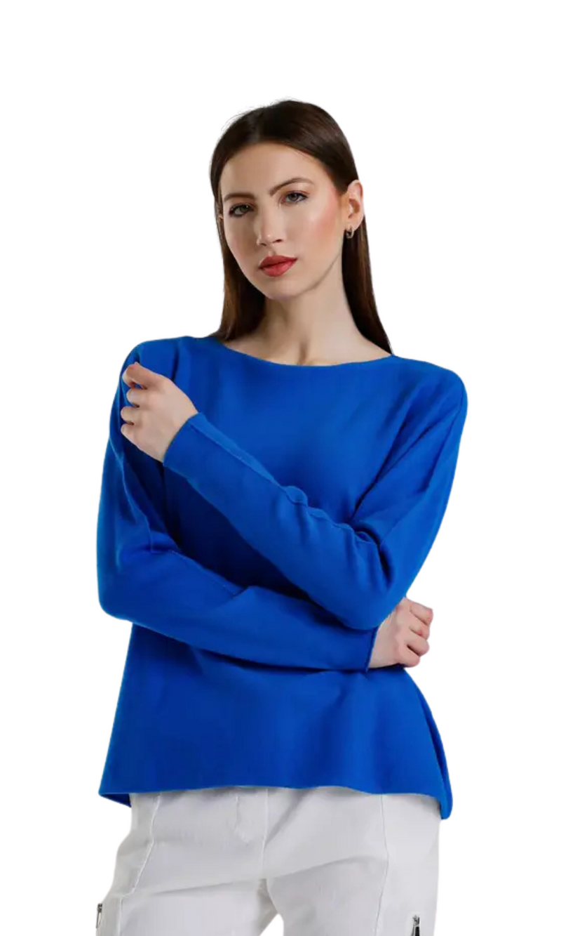 Tees by Tina Seriously Soft Jewel Neck Sweater in Cobalt