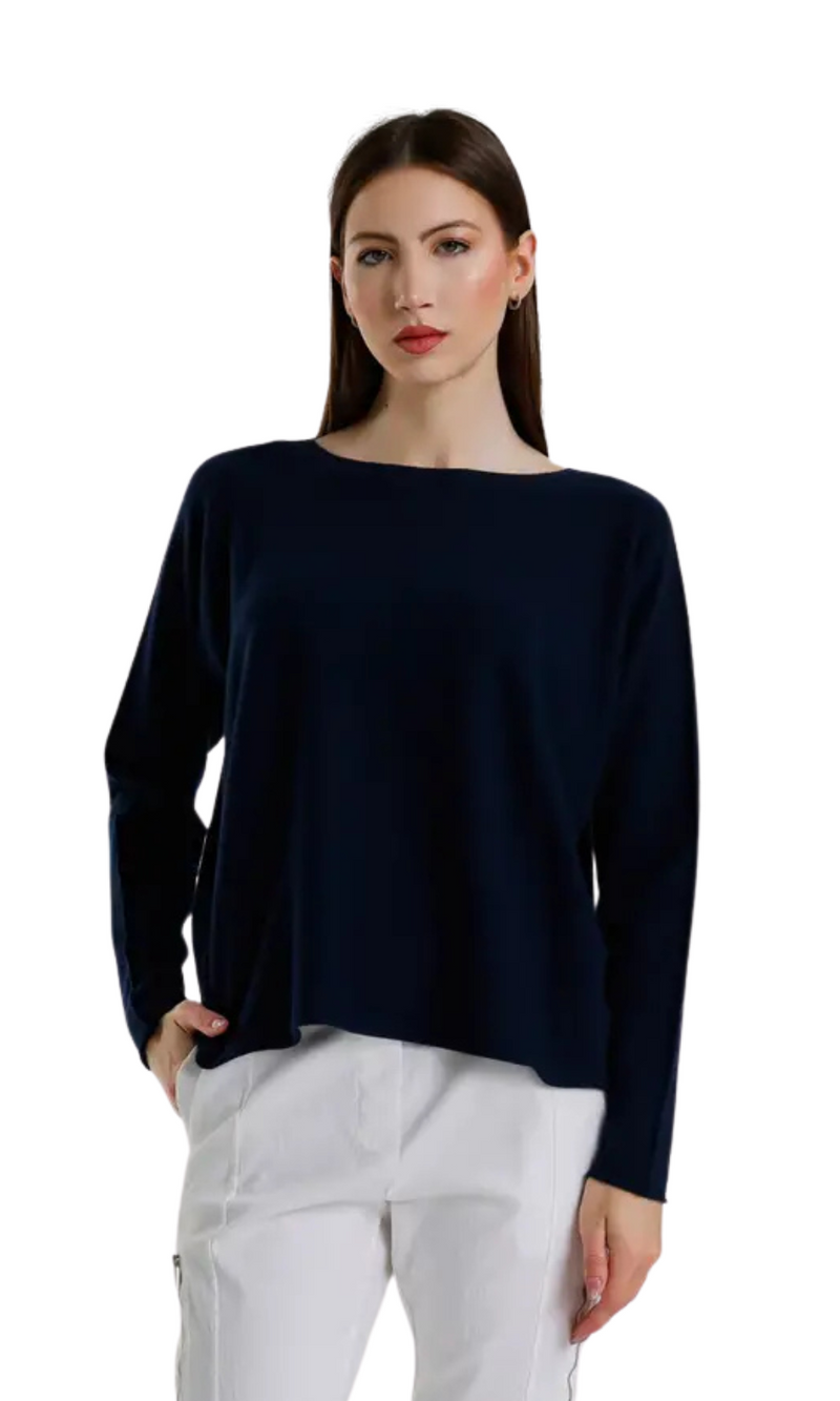 Tees by Tina Seriously Soft Jewel Neck Sweater in Navy