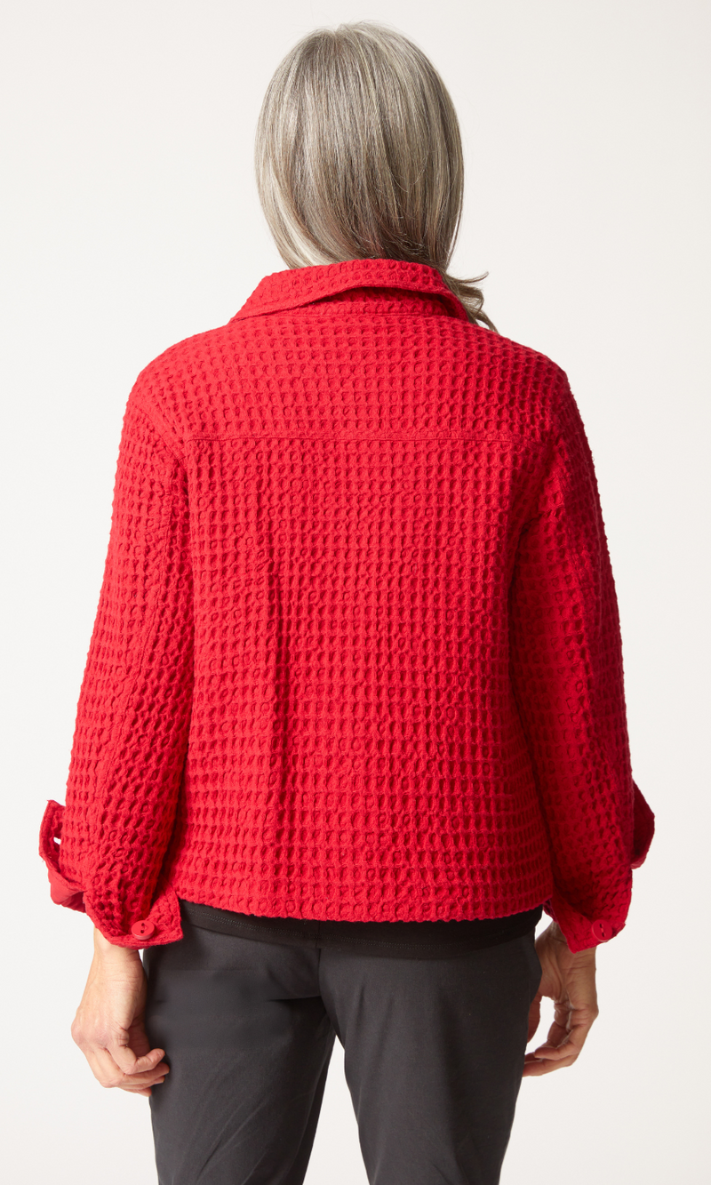 Habitat Washed Honeycomb Shacket in Ruby