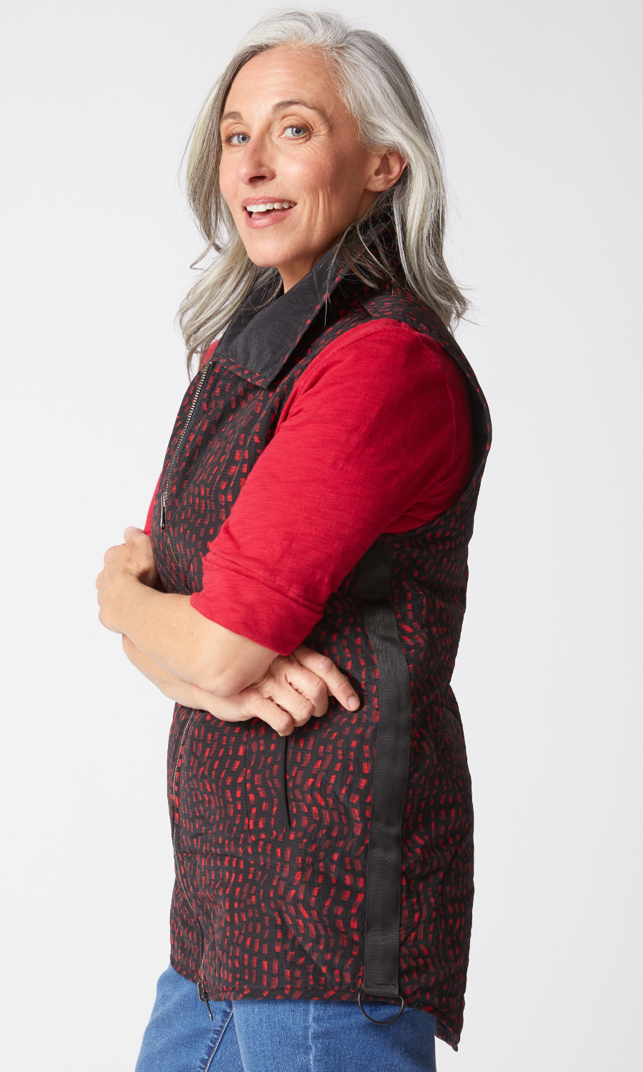 Habitat Reversible Printed Quilt Puffer Vest in Wine