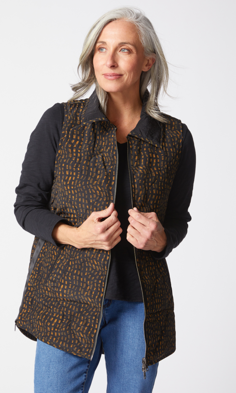Habitat Reversible Printed Quilt Puffer Vest in Lichen