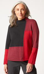 Habitat Yin Yang Funnel Neck Pullover in Ruby