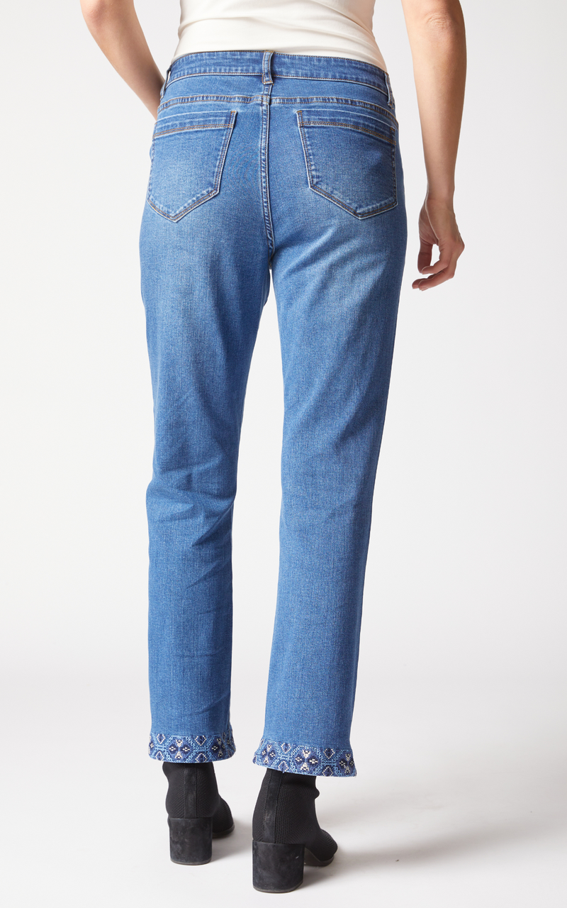 Habitat Stretch Denim Ankle Embroidered Pant