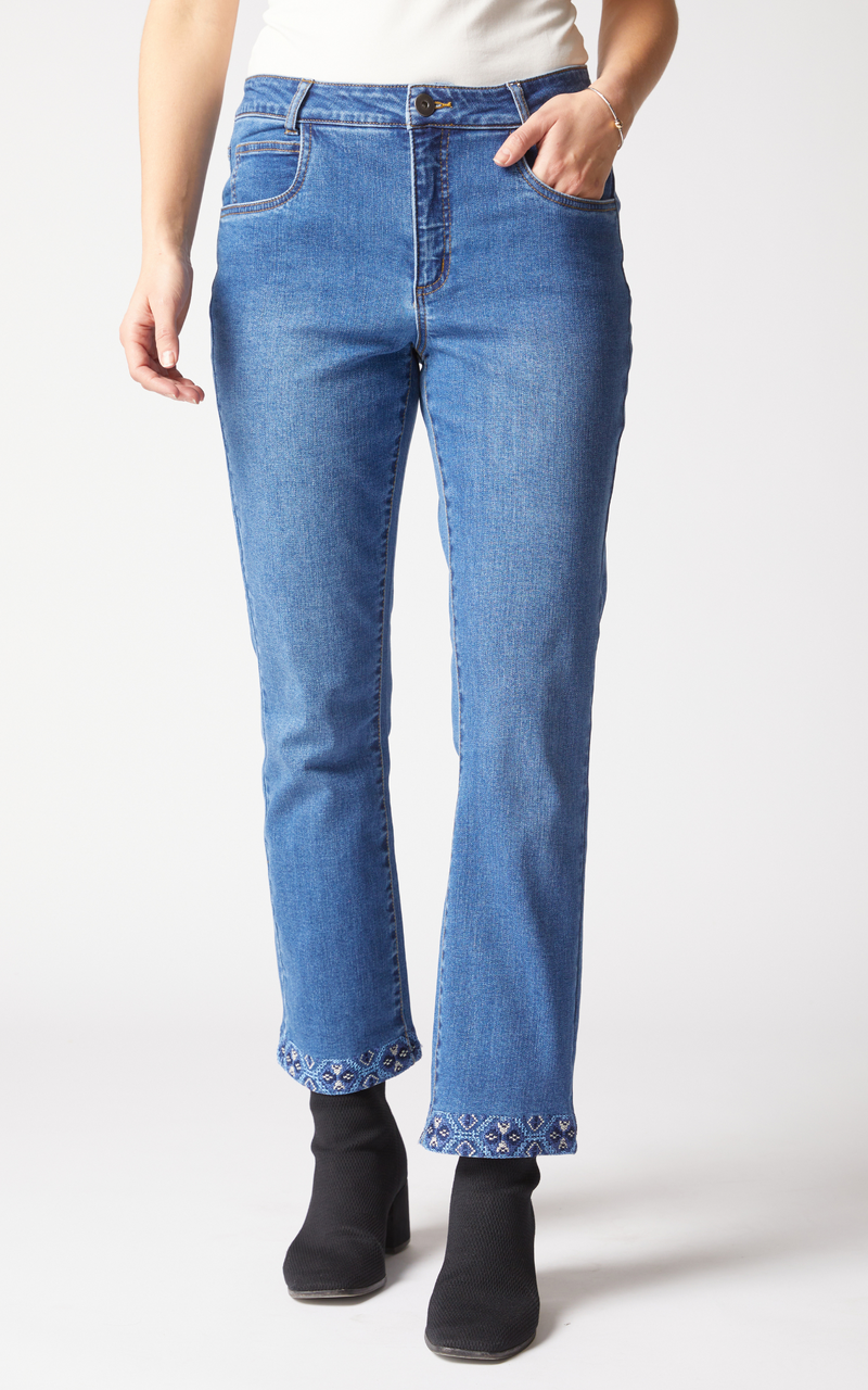 Habitat Stretch Denim Ankle Embroidered Pant