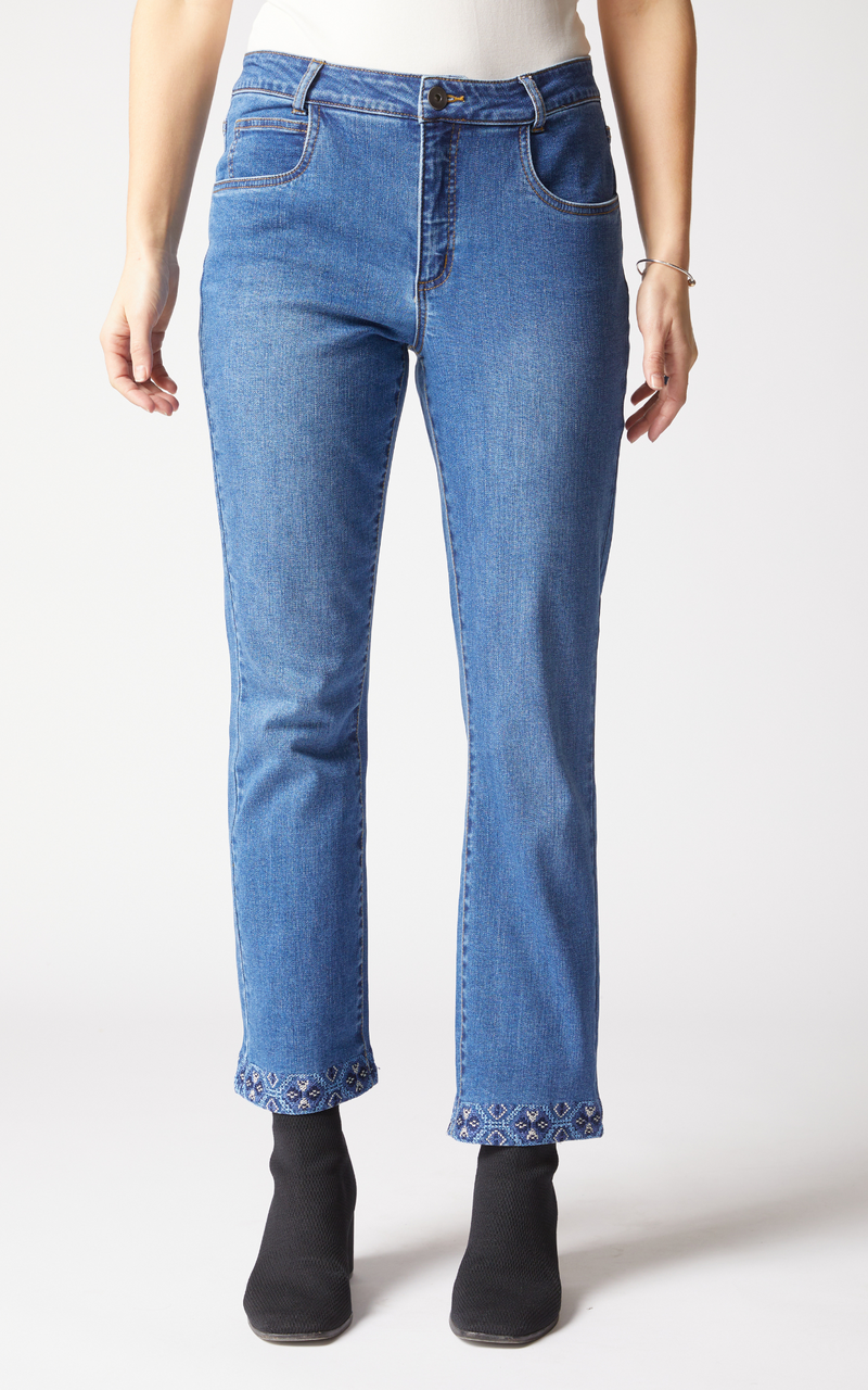 Habitat Stretch Denim Ankle Embroidered Pant