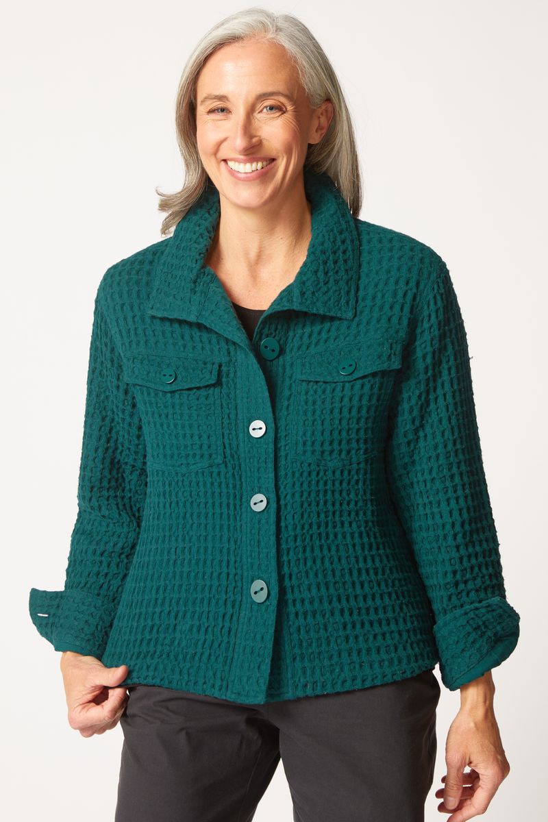 Habitat Washed Honeycomb Shacket in Juniper