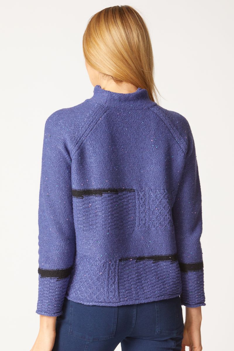 Habitat Harvest Tweed Mixed Cable Pullover in Midnight