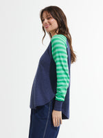 Zaket & Plover Spots & Stripes Sweater in Denim