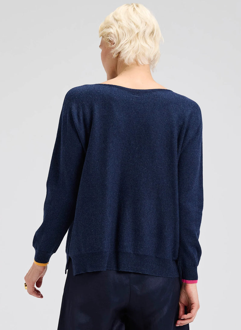 Zaket & Plover Intarsia Hearts Sweater in Dark Denim