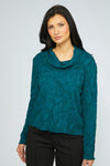 Olivia Sculpted Floral Embossed Cowl in Marine