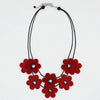 Sylca Leather Scarlet Blossoms Necklace