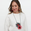 Sylca Black and Red Amaya Double Flower Statement Necklace