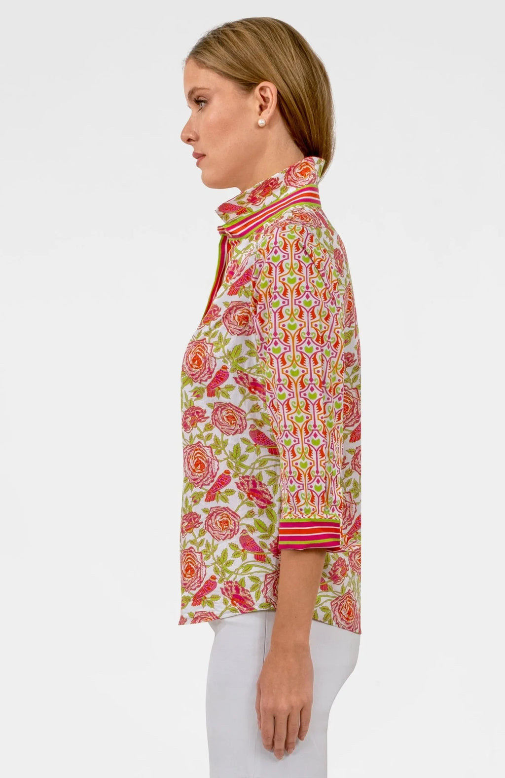Gretchen Scott Boyfriend Shirt in Smell the Roses - Harper Greer