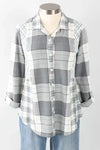 Habitat Girl Gone Plaid Boyfriend Shirt in Winter White