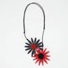 Sylca Black and Red Amaya Double Flower Statement Necklace