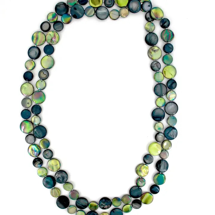Sea Lily Mother Of Pearl Necklace in Black/Lime