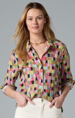 Nic + Zoe Colorwash Cotton Crinkle Shirt