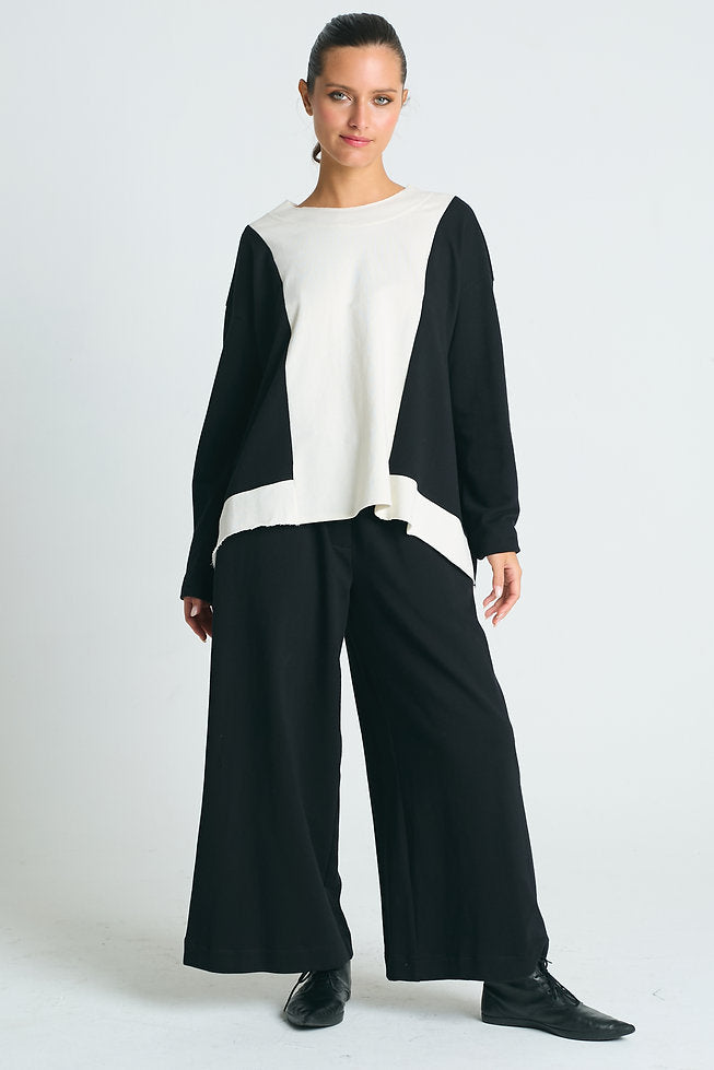 Planet Color Block Sweater in Black/Stone