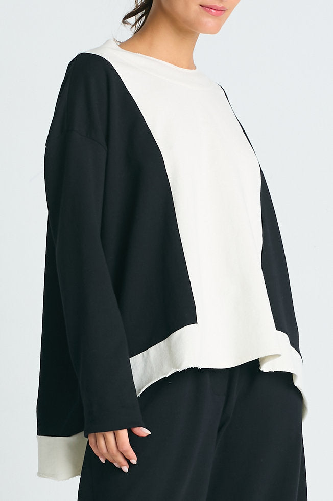 Planet Color Block Sweater in Black/Stone