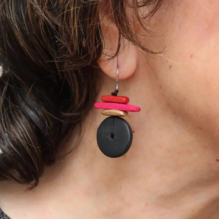 Sabrina Red and Black Earrings