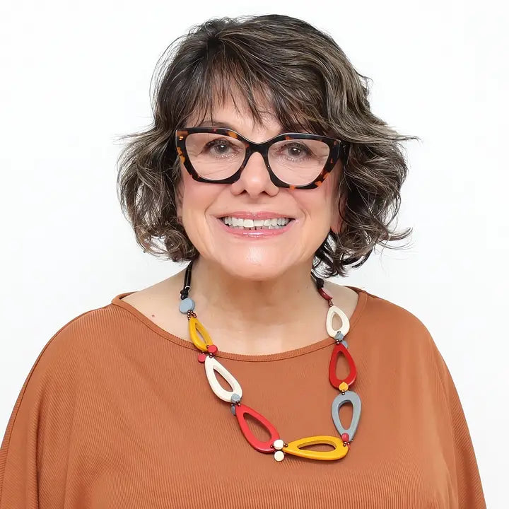 Earthy Tones Teardrop Wood Loop Statement Necklace