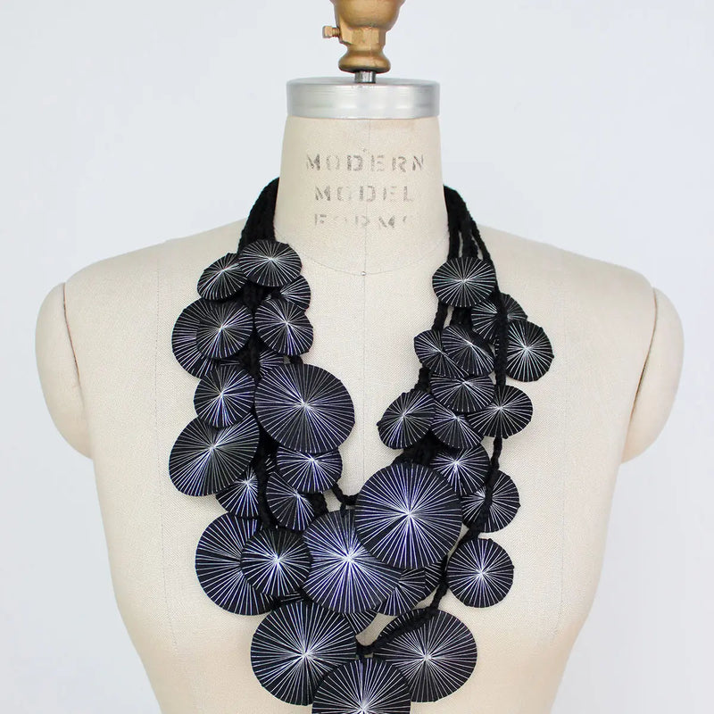 Beyond Threads Platillos Necklace in Black/Silver