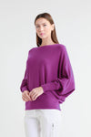 Tees by Tina Mylah Seriously Soft Batwing Sweater in Eggplant