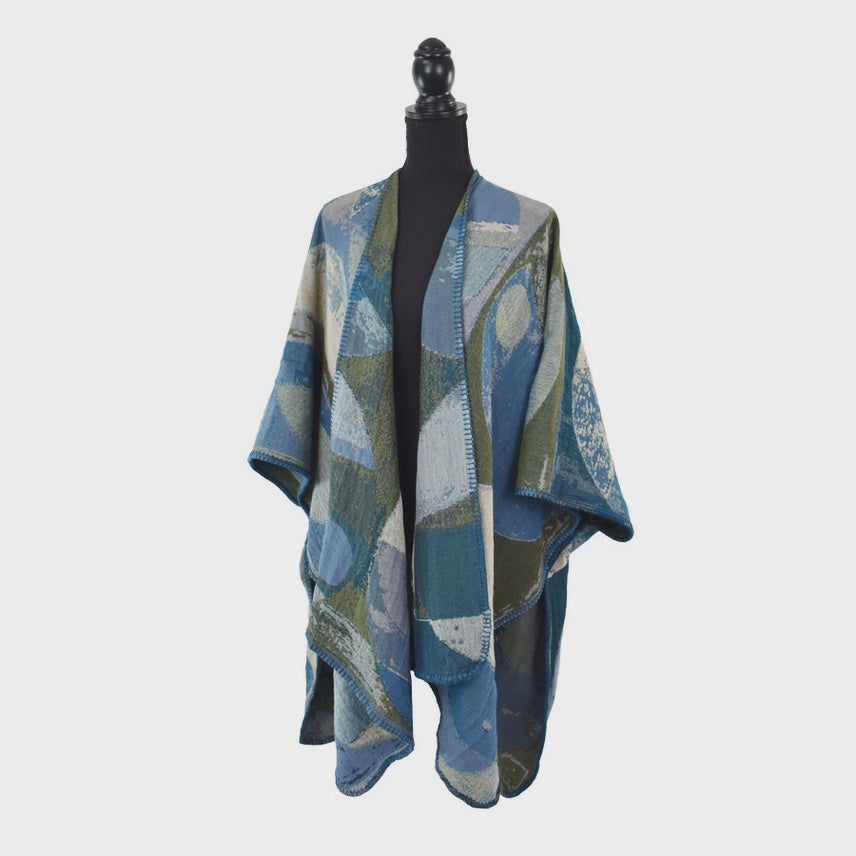 ALCOTT REVERSIBLE KIMONO WRAP IN BLUE/GRAY - Harper Greer