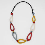 Earthy Tones Teardrop Wood Loop Statement Necklace