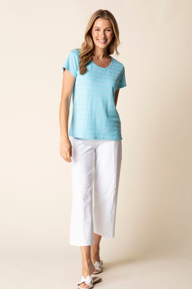 Habitat Shadow Stripe Tee in Topaz - Harper Greer