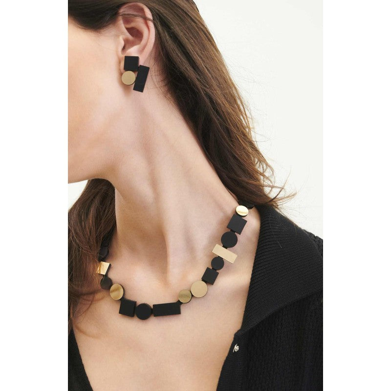 Iskin Sisters Bauhaus Earrings in Black/Gold