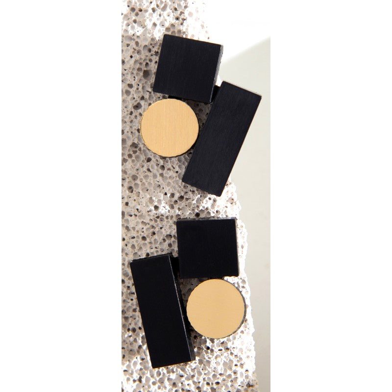 Iskin Sisters Bauhaus Earrings in Black/Gold