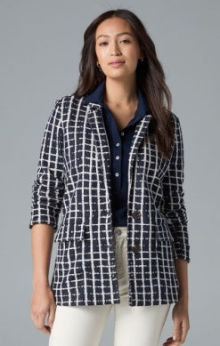 Nic + Zoe Painted Plaid Boyfriend Jacket