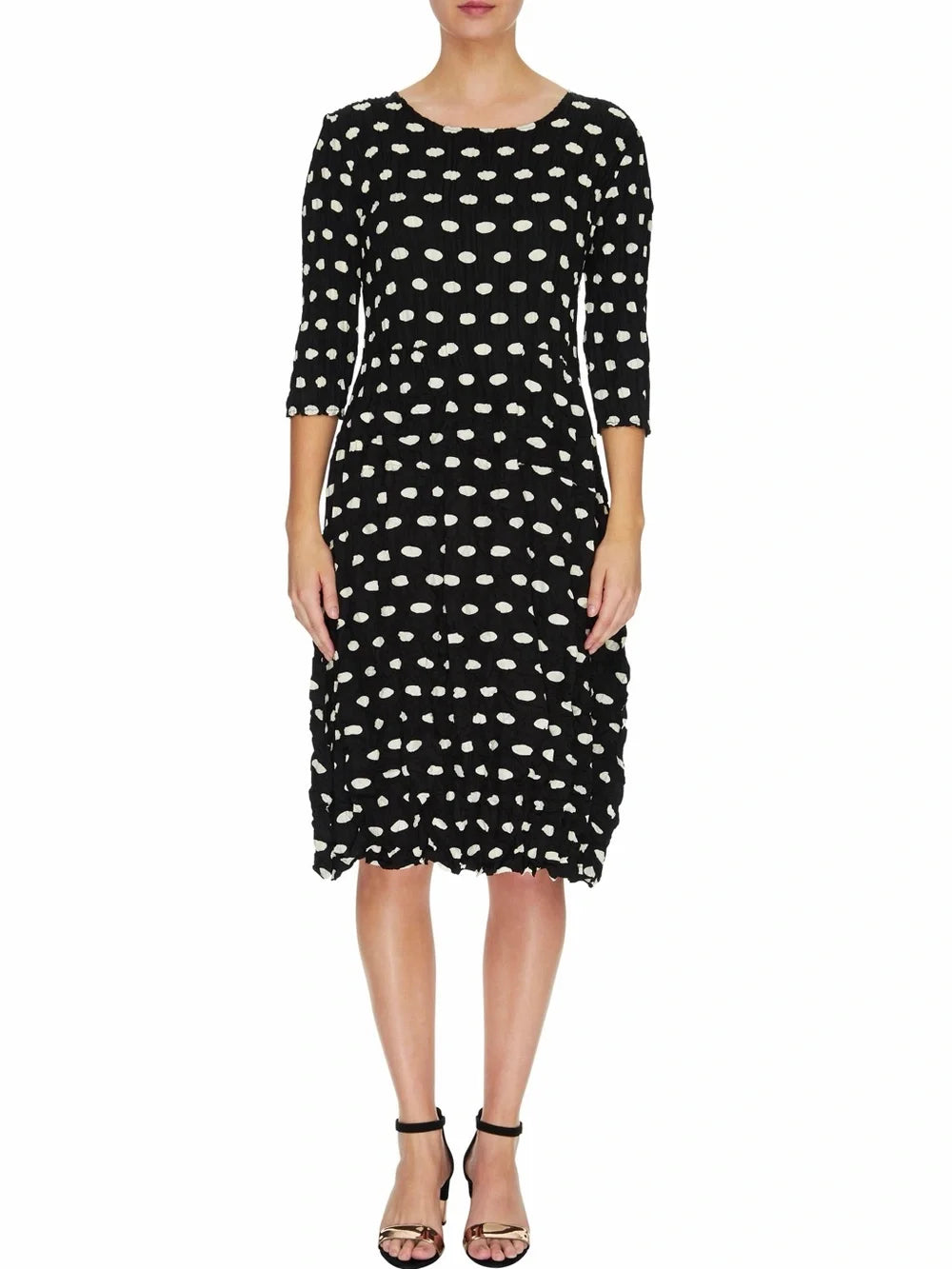 Alquema 3/4 Sleeve Smash Pocket Dress in Black & White Elliptical - Harper Greer