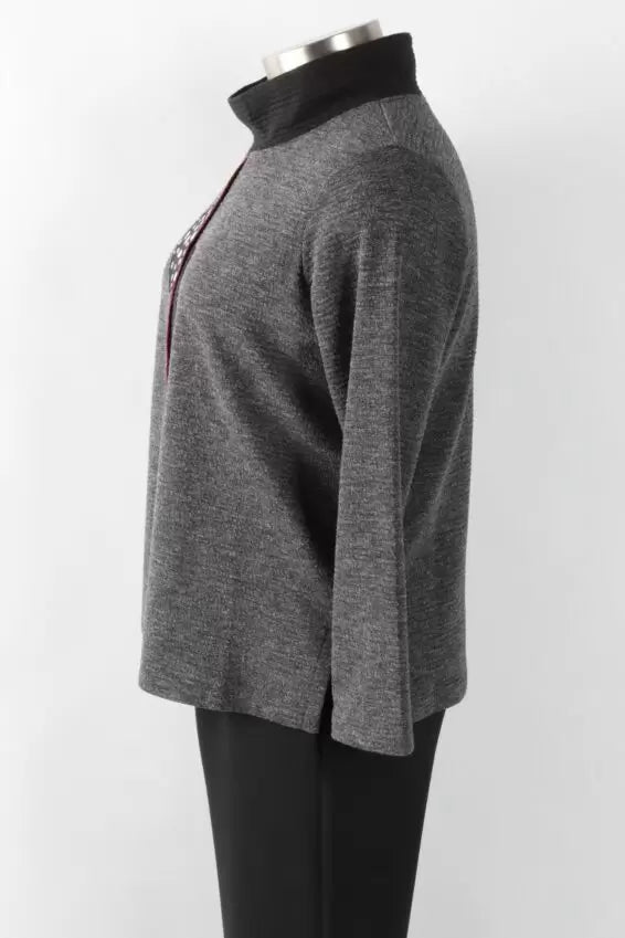 Christopher Calvin Mock Neck Top in Grey