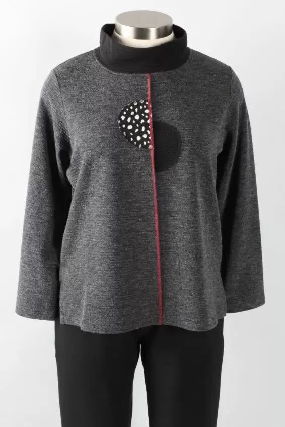 Christopher Calvin Mock Neck Top in Grey