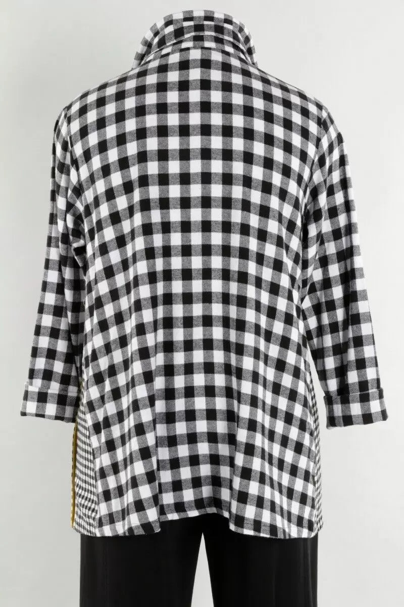 Gertie's Placket Gusset Shirt in Blk/Wh