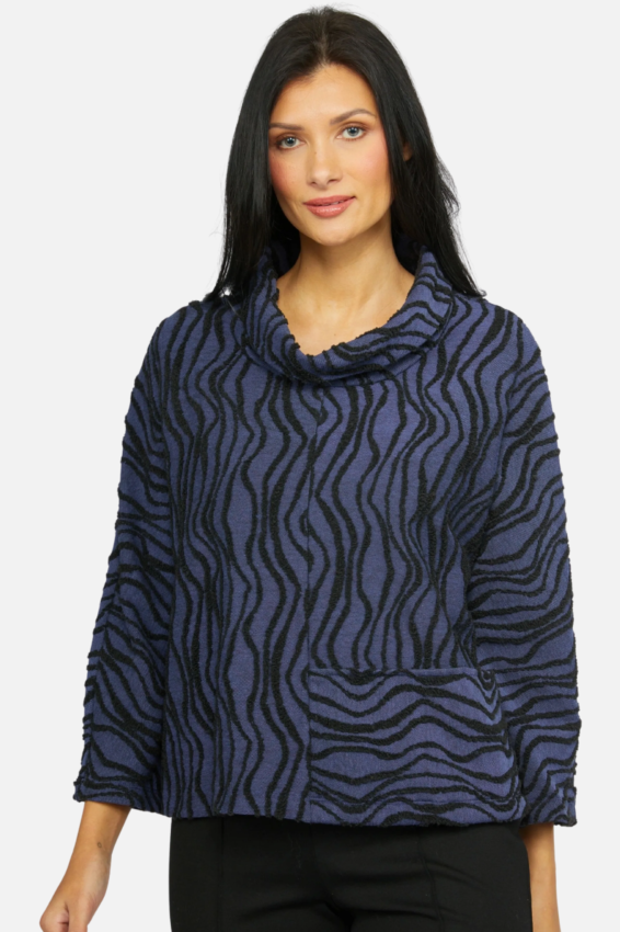 Olivia by Habitat Novelty Knits Cameo Pocket Pullover in Dusk